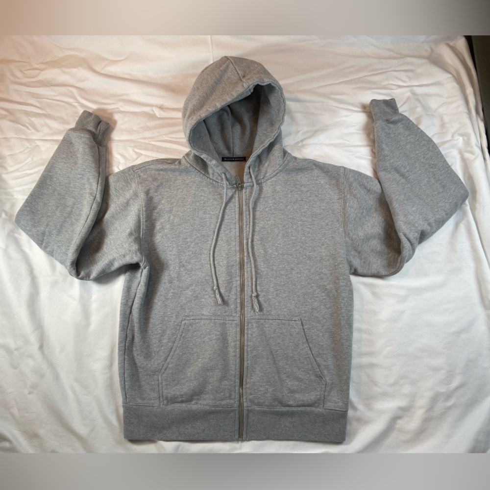 Brandy Melville‎ Grey Hoodie Zip up front, Cotton Blend One Size
